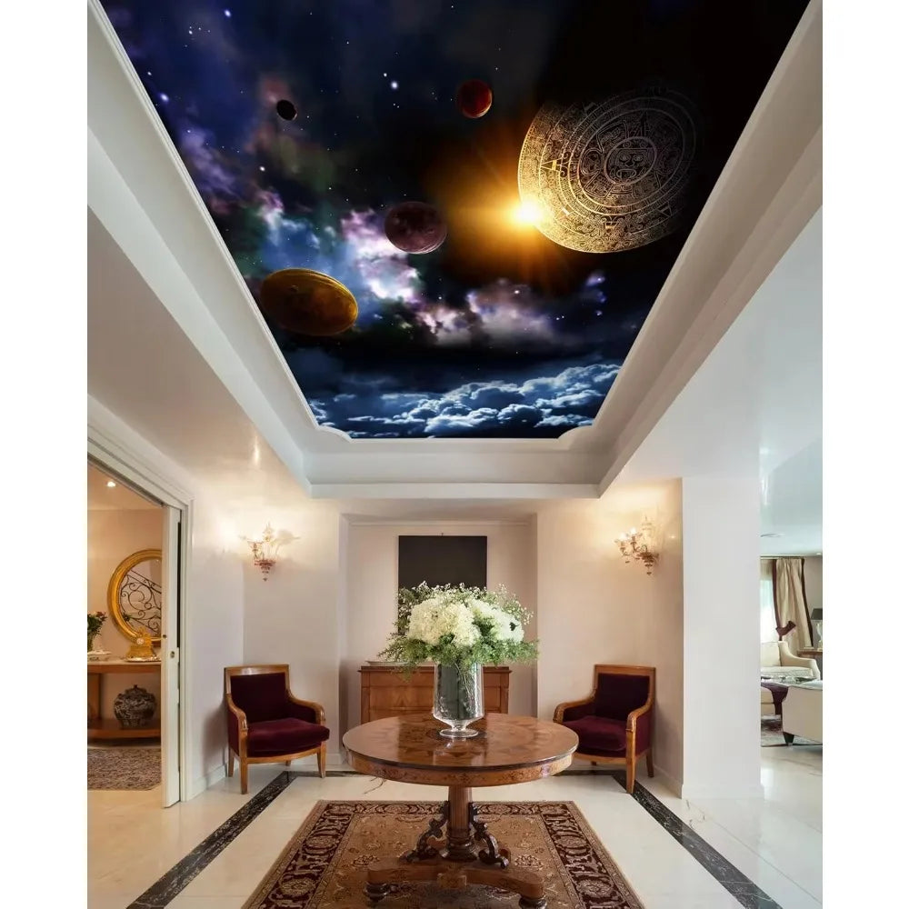 3D Planet Cloud Ceiling Wall Paper